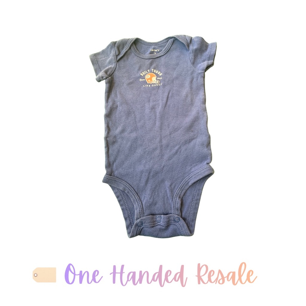 🏈 Carter's Kids Blue Built Tough Like Daddy Bodysuit Onesie 3M